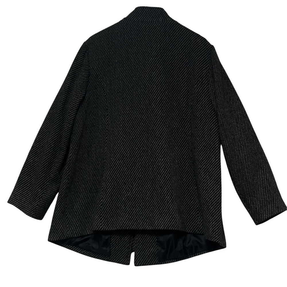 Marina Luna Woman Black White Ruffle Front Wool Blend Jacket Plus Size 2X - Picture 3 of 8